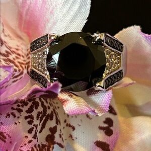 Elegant Black Spinel SS Ring